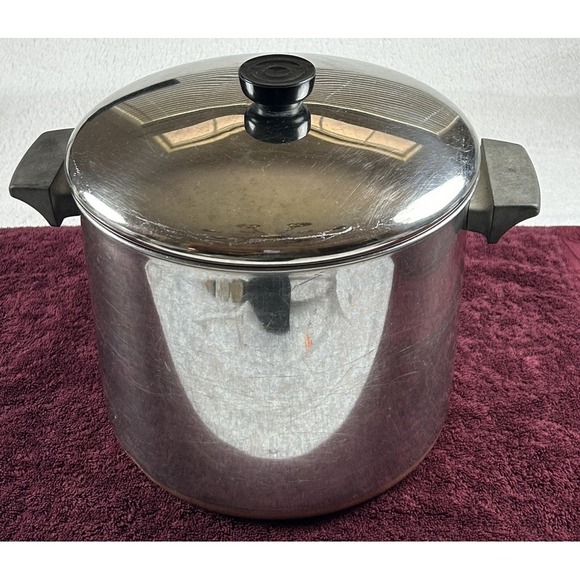 Vtg 1801 Revere Ware Copper Bottom 8 Qt 87 Stock Pot w/Lid Clinton ILL **READ** - Picture 1 of 12